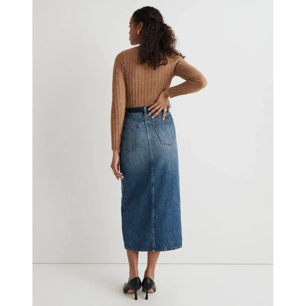 Madewell Womens Denim Mid-Rise Maxi Skirt in‎ Pratt Wash Size 30